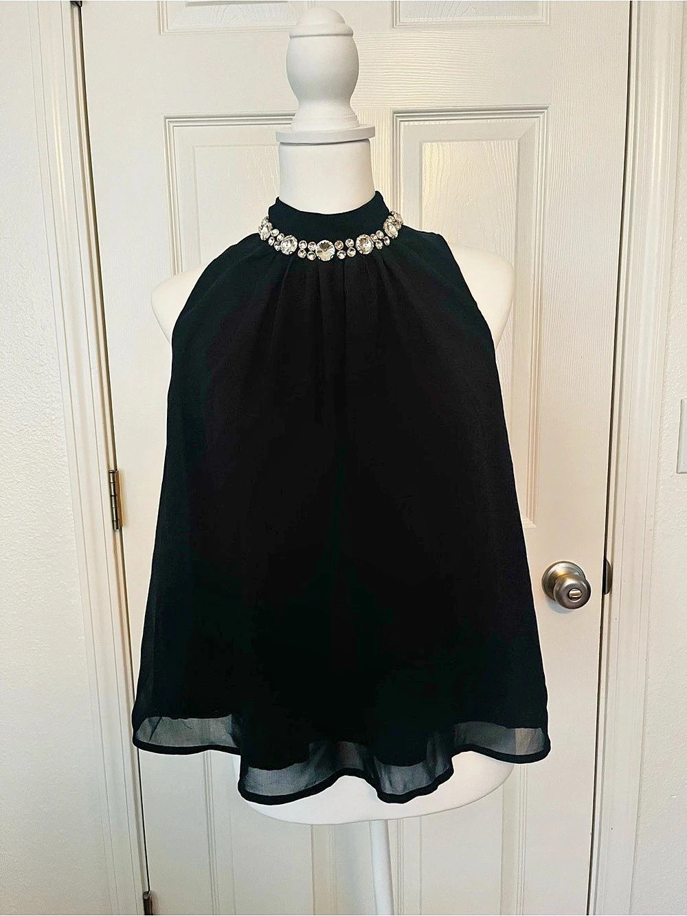 Black Jeweled Neck Tunic Like New